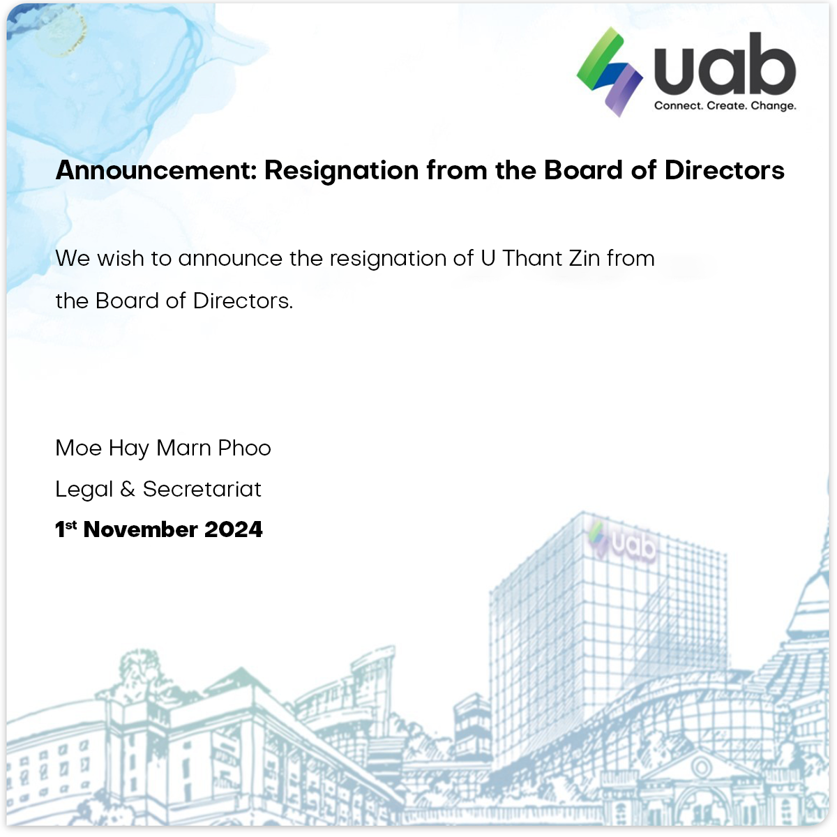 Resignation of u thant zin